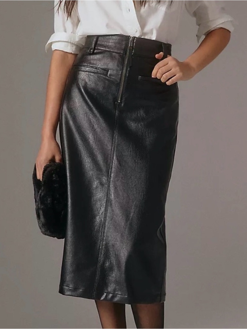 Anthropologie Pilcro Faux Leather Moto Midi Skirt